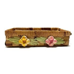 Vintage 60s Pink and Yellow Floral Kitchen Basket